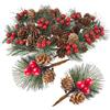 WJWINER Pino di Artificiali Bacche, 24 pezzi Rami di Abete Decorativi, Rami di Pino Artificiale di Natale, con Berry Pinecones Aghi di Pino, per Realizzare Ghirlande Natalizie, Decorazioni Floreali