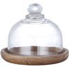 XIZHI Cupola in vetro con base in legno Mini piatto per piante da formaggio, piatto da dessert, piatto per torta per formaggi, caramelle, decorazione e piante grasse, 10,5 x 9,5 x 8 cm