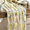 Artoid Mode Garza Tulle Beige Oro Fiori Dalie Runner da tavola 70 x 300 cm, decorazione da tavolo per interni e feste