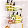 HapiRm Mensola da bagno con portasapone, mensola da doccia senza fori, con 11 ganci per appendere rasoio, palla da doccia, asciugamano, contenitore antiruggine per bagno, cucina, bagno, bianco