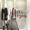 kina - UVBF0005 Adesivi Murali Vetrofania - Black Friday con riccioli - Misure 60x35 cm - Vetrine Negozi per Black Friday, Stickers, Adesivi