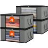BAKAJI Set 4 Scatole Capacità 48 Litri Vestiti Salvaspazio, Contenitori Organizer Pieghevoli Exra Large Ideale Camera da Letto, Armadio, Finestra Frontale Trasparente Manici Rinforzati 50 x 35 x 28 cm