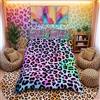 Loussiesd Set di biancheria da letto per letto singolo leopardato colorato leopardo set copripiumino Africa Cheetah morbido traspirante microfibra animaliere copertura con 1 federa cuscino