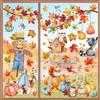 wondever Adesivi Finestra Autunno Foglie Zucca Vetrofanie Adesivi Anticollisione per Animali Raccolto Foglie Acero Spaventapasseri Ringraziamento Adesivi Elettrostatici per Vetro Porte Finestre