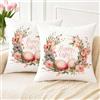 Arwllzz Federe per Cuscini Pasquali Cotone Lino con Farfalle e Uova Pasqua copricuscini Fodera Cuscino Decorativi Floreale Primavera 50 x 50 Divano Letto Giardino Patio Decorazione 2 Pezzi