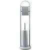 PraTiKo Life Piantana Porta Rotolo e Porta Scopino Acciaio Piantana WC Porta Carta Igienica Grigio, Accessori Bagno