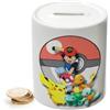 irpot Salvadanaio Personalizzato con stampa a scelta e nome in ceramica bianca idea regalo per bambini ragazzi (Pokemon)