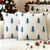 JOTOM Set di 2 Federe per Cuscini Natalizi 45 x 45 cm, con Stampa su Entrambi i lati, Decorative per Divano, Letto e Divano, Decorazione Invernale per Casa, Divano e letto (Albero blu Invernale)