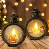 Booaee Lanterna Decorativa Natalizia - Set di 2 con Luce LED Bianca Calda, Antivento, per Decorazioni Natalizie Interni ed Esterni, Festa di Natale