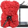 AZXU - Orsacchiotto composto da rose artificiali, per anniversari, regalo per mamma, confezione regalo trasparente inclusa - Rosso