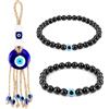 FIDWALL Set di amuleti dell'occhio blu, ciondolo fatto a mano e due braccialetti del malocchio da indossare e decorare per allontanare le energie negative