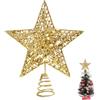 KEYIDO Mini stella dorata per albero di Natale, stella per albero di Natale, in metallo, per decorazioni natalizie, ornamenti, larghezza 12 cm