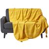 HOMESCAPES Rajput costine Throwplain mandarino giallo fatto a mano cotone adatto per la maggior parte dei divani a 2 posti copriletti singolo lavabile a casa Cotone Tangerine Yellow 150 x 200 cm