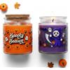 MORAINJAY 2 Candele Halloween Profumate alla Zucca,Cera di Soia Naturale con 80 Ore di Durata, Set Regalo con Barattoli Viola e Arancione per Aromaterapia e Decorazione Festiva Halloween
