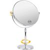 Ohotecy Specchio da Trucco 20 cm con Ingrandimento 1/10X Specchio Cosmetico AISI304 Grande Piano da Tavolo Girevole su due Lati con Finitura Cromata