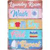 GLOBLELAND Targa in Metallo con Scritta Laundry Room Wash Dry Fold Repeat Stile Vintage 12x8 Pollici Decorazione Artistica da Parete per Lavanderia Bagno Casa Bagno