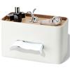 GORESE Porta Fazzoletti con Svuotatasche,Scatola per fazzoletti in Pelle per ufficio, casa, auto, bagno, dispenser per fazzoletti con vassoio portaoggetti per piccoli oggetti(Bianco Crema)