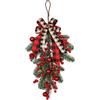CEWUDA Artificial Red Trellis Hanging Tree Albero di Natale Inverso Ghirlanda Natalizia Innevato 60cm Bacche Rosse Porta Swag Natale con Albero Capovolto per Porte d'Ingresso da Parete Finestra Casa