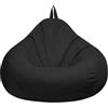 FANSU Copertura per Poltrona Sacco Puff, Poltrona Senza Riempimento Pigro con Zip, Stampa Colori Solidi Pouf per Adulti e Bambini M/XL (100x120cm,Nero)