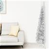 Homgoday Albero Natale Artificiale Sottile a metà Supporto Argento 240cm, Decorazioni Natalizie, Albero di Natale, Natale Artificiale Sottile Supporto