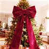 Generico Velluto Per Albero Di Natale,Fiocco Puntale Albero Di,50,8 X 38,1 Cm, Extra Large, In Velluto Rosso, Con Sentiero Lungo 3 M,Per Decorare La Parte Superiore Dell'albero Di Natale (1, Rosso)