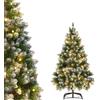Aufun Albero di Natale artificiale con illuminazione neve e pigne 180cm | Montaggio rapido, ignifugo, con supporto (Verde PVC+LED / Effetto neve+Pigne+LED)