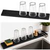 YEYONG Tappetino Drenante in Silicone 8x60cm - Sottile Scolapiatti per Cucina, Organizer Lavello (Nero)