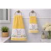 Corredocasa Coppia Asciugamani in Spugna di Puro Cotone, Made in Italy - Set Asciuga Mani con Balza Decorativa Pasquale, Morbidi e Assorbenti - Biancheria Bagno Elegante Primaverile (Giallo)