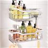HapiRm Mensola doccia senza doti per bagno e cucina, organizer da bagno con 11 ganci, portasapone, supporto per shampoo, supporto per doccia, mensola da bagno SUS304, 3 autoadesivi