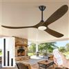OUENGK Ventilatore da soffitto in legno da 152 cm con luce e telecomando, rustico ventilatore da soffitto con motore CC reversibile a 6 velocità per balcone, ventilatore da soffitto per esterni interni
