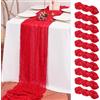 Teruntrue Confezione da 10 runner da tavola in garza, stile bohémien, lunghezza 3 m, colore rosso, per feste di compleanno, festival, matrimoni (rosso)