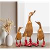 Rikmani - Figura di legno Stivali d'anatra rosso a pois - Figurina di legno fatta a mano decorazione regalo 32 cm