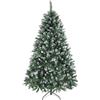HOMCOM Albero di Natale Innevato Alto 180 cm con 910 Rami, Albero di Natale Artificiale da Interno con Pigne Decorative, Base in Metallo Pieghevole, Verde