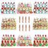 BOELLRUNO 80pz Mini Mollette Natalizie Piccole Clip Legno di Natale Decorative Colorate con Corda Iuta Fili Mini Clip Natale per Foto Biglietti Scrapbooking Feste