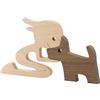 Enkrio Statuette in legno a forma di cane, scultura in legno, accenti fatti a mano, artigianato intagliato in legno, decorazione per la casa (ragazza e cane), ENOT000251