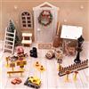 HNLMZ Set di accessori per porta del gnomo, decorazione in legno in miniatura con cantiere, per Natale, porta del gnomo, set completo per decorazioni natalizie fai da te a casa