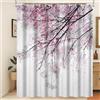 Xiaoterna Tenda da doccia primavera Tenda da bagno floreale prugna rossa Cinese orientale inchiostro pittura floreale tenda da doccia Tessuto impermeabile lavabile in lavatrice 150x180cm