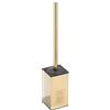 NSODOO Soporte de cepillo de inodoro independiente para baños Soporte de cepillo de inodoro de acero inoxidable 304 Almacenamiento resistente a la oxidación, oro pulido cuadrado de 17 pulgadas de alto