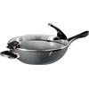STONELINE Future Aluminium Wok, Diametro 32 cm, Coperchio in Vetro, Rivestimento Antiaderente
