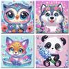 Yiminu.DS 4 Kit Diamond Painting Bambina 6 7 8 9 10 11 12 Anni, Pittura Diamante Kit Completo Bambini Piccolo Formato, Regalo Fai Da Te Per Ragazze, Artigianato Gufo Cane Volpe Panda 15cm*15cm