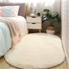 Treer Tappeto Ovale Salotto Moderno Pelo Corto Lavabile Morbido Tappeti per Soggiorno Tappeti per Interni Morbidi Tappeti, per Divano Camera da Letto Home Decor (Beige,80x160cm)