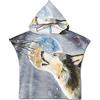 Treer Poncho Accappatoio con Cappuccio per Bambini, 3D Moon Lupo Asciugamano da Spiaggia Asciugatura Rapida Assorbente Telo da Bagno per Ragazze Ragazzi Nuoto Doccia 2-7 Anni (60X60cm,Grigio)