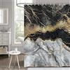 Hnmdmyi Tenda da doccia Marmo Nero 180x200, Grigio Oro Glitter Tende da doccia Astratto Crepa Inchiostro Texture Arte Moderna di Lusso Tenda da bagno Impermeabile Poliestere Tessuto Tenda da Bagno