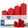 KOTARBAU® Set di 4 candele a colonna, colore: rosso