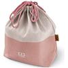MONBENTO - Borsa Porta Pranzo MB Pochette L Natural - Lunch Bag Compatibile con Lunch Box MB Square + una Bottiglia - Tessuti Riciclati Poliestere e Cotone - Per Ufficio/Scuola - Beige e Rosa