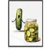 Dazzlewall Divertente decorazione da parete in tela con cetriolo ad acquerello, decorazione eclettica da parete per cucina, 30,5 x 40,6 cm, senza cornice