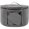 MEIYAXINWIN Scatola pieghevole per cappelli, scatola rotonda per cappelli con coperchio e cerniera, con maniglia in pelle, scatole trasparenti per cappelli per armadio o viaggio, 42x26 cm (Grigio)