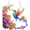 AIRDEA Colibrì Diamond Painting Ciondolo Acrilico Doppia Faccia, Fiori Colorati Diamond Painting Decorazione Sospesa Kit Completo, Diamantini Crystal Art Ciondolo Acchiappasole 8x8 inch