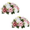 Inweder Fiori Artificiali per Decorazione Della Tavola di Nozze: 2 Pezzi Rosa Bianca Falsi Fiori Disposti Rose Fiori Finti Decorativi Bouquet Fiori Artificiali Fiori Sposa Centrotavola Feste Decorazioni Casa