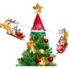 TEKHOME Puntale per Albero di Natale, Puntale Girevole a 360°, Punta per Albero con Babbo Natale con Renne, Luci Suoni e Movimento Ricaricabile